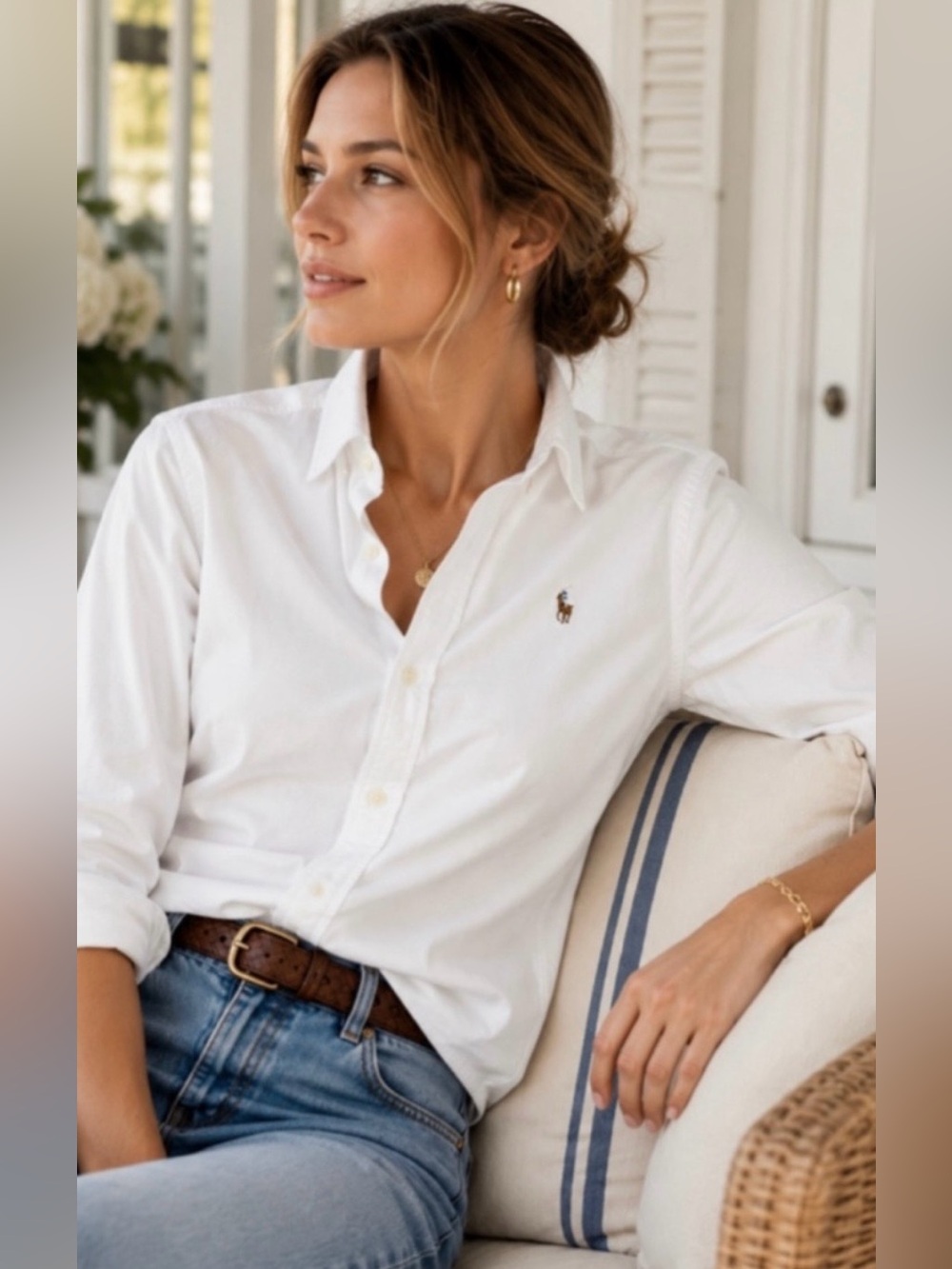 Ralph Lauren White Button-Down Oxford Shirt